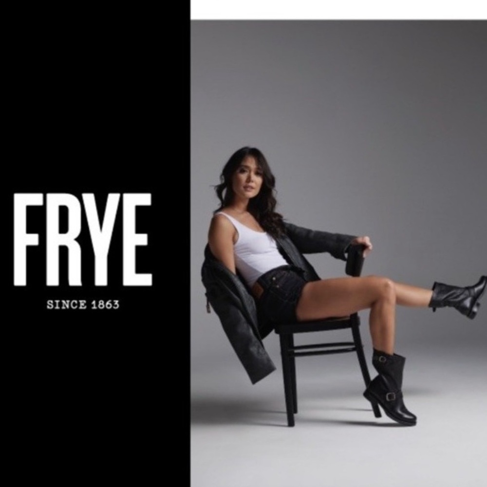 New Frye Leather Women's Black Ankle Boots with Buckle Detail (Veronica)